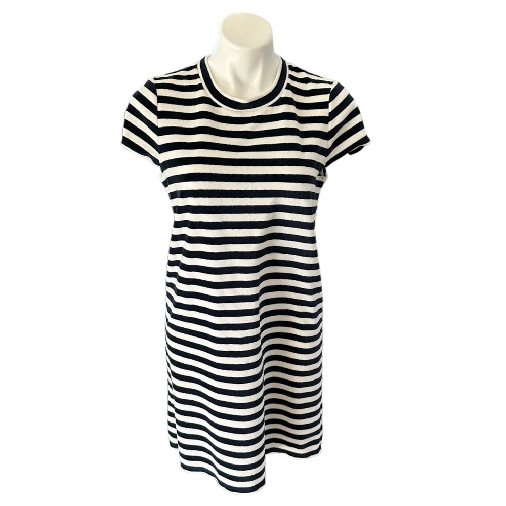 Madewell Navy White Striped Nautical Velour T Shirt Dress Size M